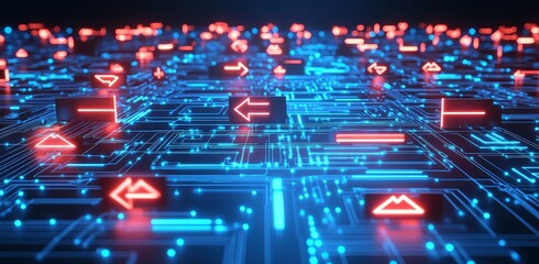 Obraz premium Blue is the color of futuristic digital vision. Digital innovation concepts are illustrated in this illustration.