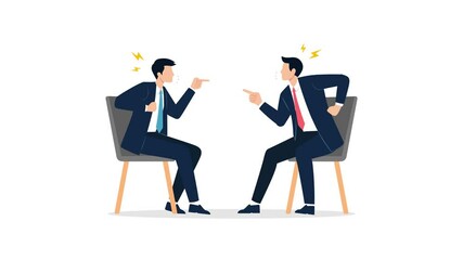 Businessman colleagues arguing and conflict in work disagreement cartoon animation video - Powered by Adobe