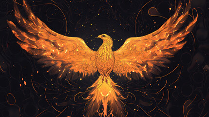Obraz premium Image of a phoenix rising. Mystic Phoenix. Illustration