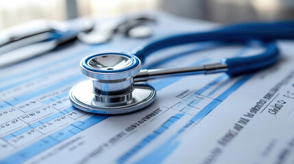 A clean medical history background with icons of patient records, health charts, and diagnostic tools, representing medical documentation