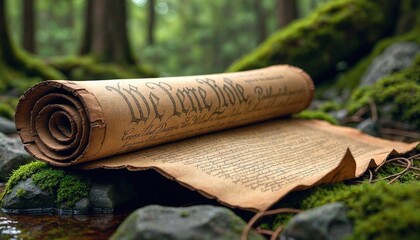 US Constitution Article 5 on Mossy Wood in Forest