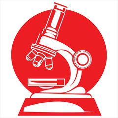 simple logo of a a microscope, on white background
