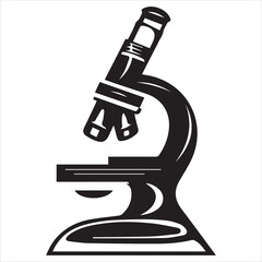 simple logo of a a microscope, on white background