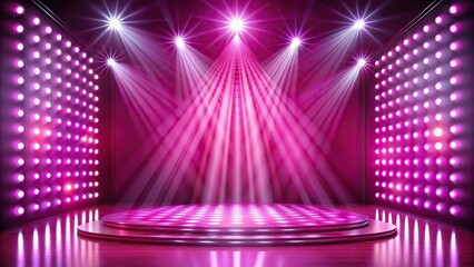 Abstract symmetrical background stage light in violet, red, white, and pink colors