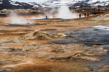 nature sceneries inside the Namaskard geothermal area, Iceland