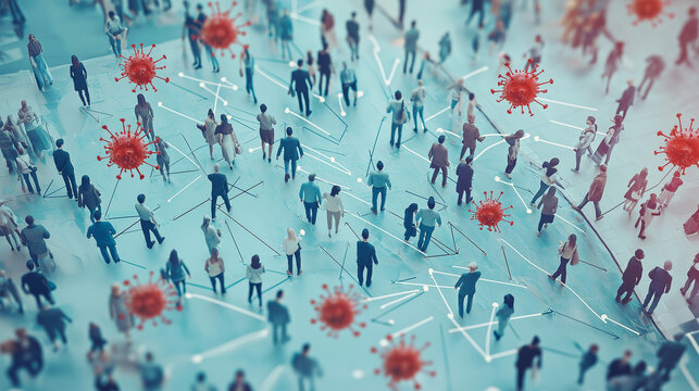 Demonstration of viral particle spread among people