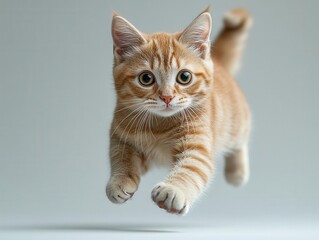 Obraz premium playful cat captured mid-run, showcasing its agility and grace, isolated against a clean background to emphasize its movement and dynamic pose
