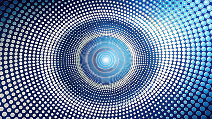 Abstract blue and white dot spiral pattern background