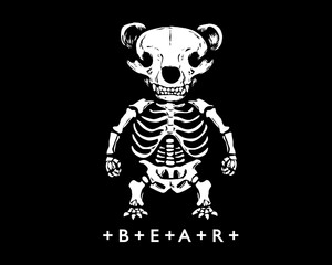 bear skeleton black and white illustration graphic
