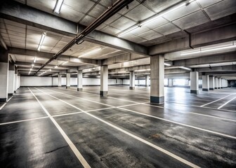 Empty Car Park Interior with Rule of Thirds for Minimalist Design and Urban Aesthetics