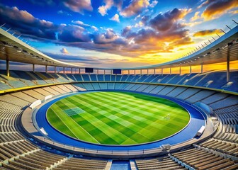 Empty Stadium for International Tournament: A Captivating Establishing Shot for Sports Events and Fan Experience