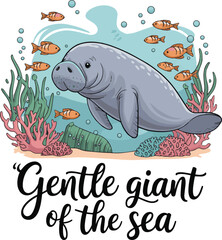 Gentle Giant of the sea concept manatee t-shirt design