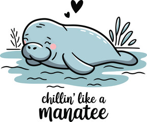 Sea cow Chill vibes concept manatee t-shirt design