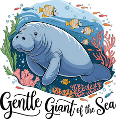 Gentle  Giant of the Sea concept manatee t-shirt design
