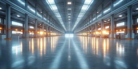 Fototapeta premium Empty Factory Interior.