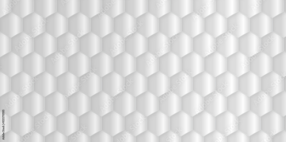 Wall mural 3d hexagonal structure futuristic white background and embossed hexagon abstract with hexagon backgr