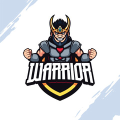 The Golden Horned Crown Warrior in Steel Grey Armor Vector Mascot