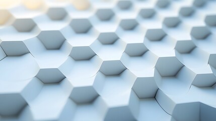 Abstract Geometric Pattern of White Hexagons with Subtle Depth and Perspective