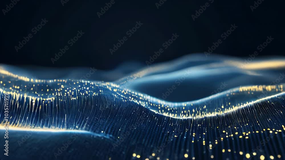 Poster waves flow with sparkling particles, creating an enchanting ambiance