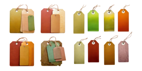 Colorful Tags for Product Labeling and Organization,PNG set collection, isolated on transparent background