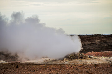 nature sceneries inside the Namaskard geothermal area, Iceland
