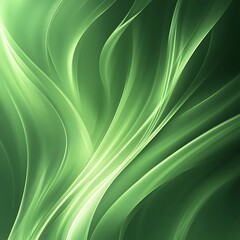 Naklejka premium A smooth, flowing green abstract design with light effects, creating a serene and modern aesthetic.
