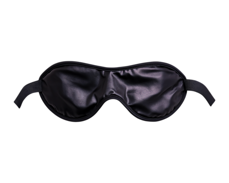 Comfortable black sleep mask on isolated white background.