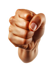 Fist demonstrating strength or defiance on isolated white background.