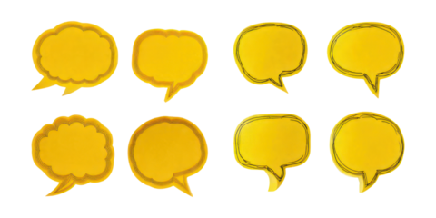 Yellow Speech Bubbles for Creative Communication,PNG set collection, isolated on transparent background