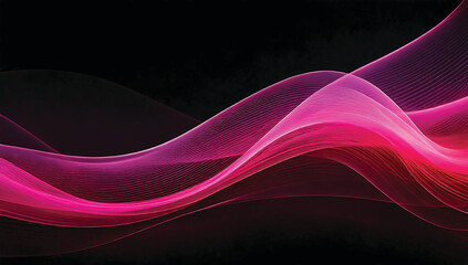 Colorful smooth wave lines Wave element black background Designed with a material that has a surface similar to a translucent frosted coating with a soft but luxurious texture. With translucent proper