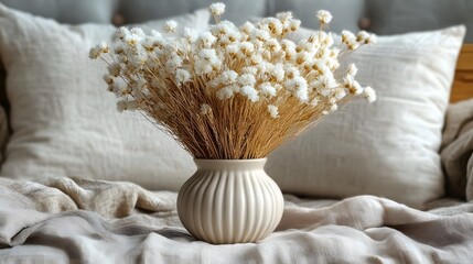 Simple coffee table with a single vase and neutral accents