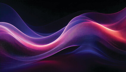 Colorful smooth wave lines Wave element black background Designed with a material that has a surface similar to a translucent frosted coating with a soft but luxurious texture. With translucent proper