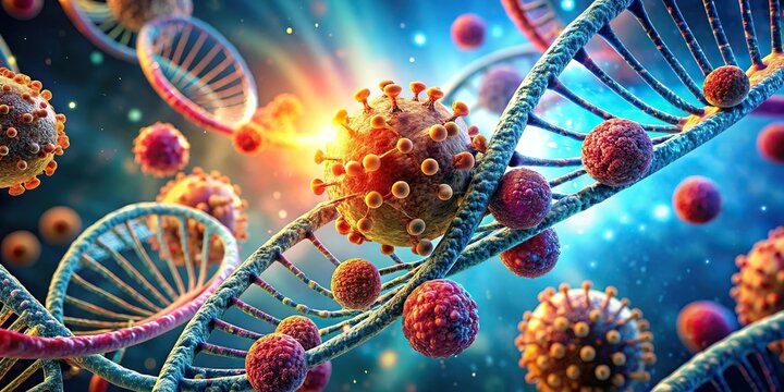 Abstract visualization of cancer cell DNA mutations and genetic instability