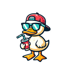Obraz premium cool duck modern style mascot isolated vector illustration