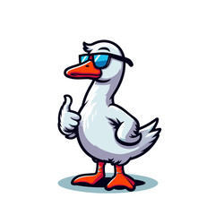 Cool Goose mascot in sunglasses modern isolated vector illustration 
