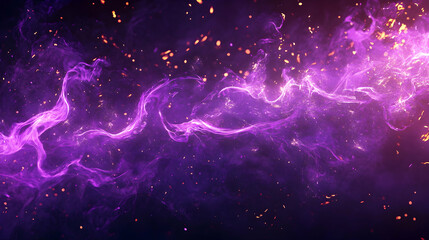 Fototapeta premium Purple flames on a black background, with sparks and fiery tendrils - 