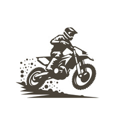Motocross biker riding a dirt bike. isolated vector illustration