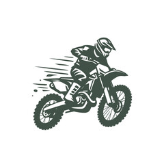 Motocross biker riding a dirt bike. isolated vector illustration