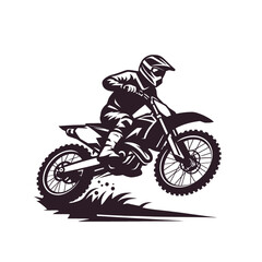 Obraz premium Motocross biker riding a dirt bike. isolated vector illustration