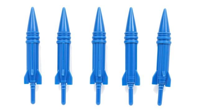 Blue Rockets Launching on a Transparent Background Generative AI