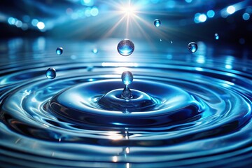 Abstract water background with glowing drops