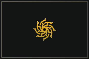 Abstract Minimalist Digital Multimedia Logo Design Gold