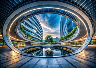 Futuristic Tech Circle Design for Architectural Innovation in Sci-Fi Photography