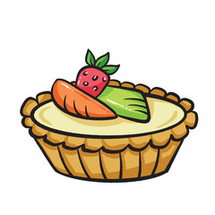 Fruit pie cake sweet food colorful illustration isolated on square white background. Simple flat outlined cartoon art styled drawing.