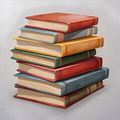 books stacked isolated on transparent background