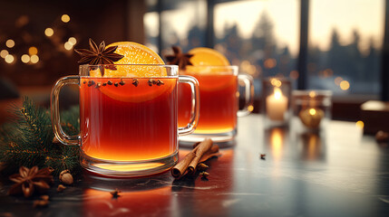 Christmas, season, holiday, bar, decoration, ornament, mulled wine, spice, orange, fashion, modern, cool, luxury, night view, sunset, candle, drink, beverage, hot, red, alcohol, herbal, christmas, 