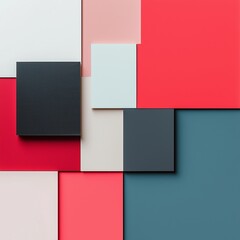 A dynamic collage of squares and rectangles in various colors, showcasing modern abstract design principles and balance.