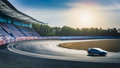 트랙에서 마지막 랩을 돌고있는 자동차