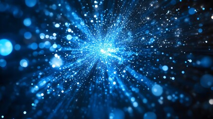 Obraz premium Abstract Blue Bokeh Background with Glowing Lights