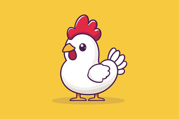 Cute chicken kawaii cartoon vector icon concept Isolated Flat Vector Illustration on color background 